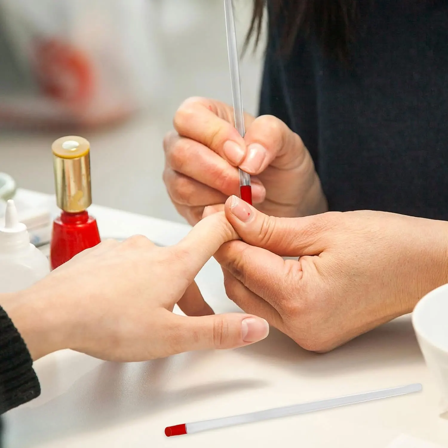 17 Cm Rubber Cuticle Pusher Cleaner Red Hard Rubber End Tipped Nail Art Tool Cuticle Pusher Cleaner and Professional