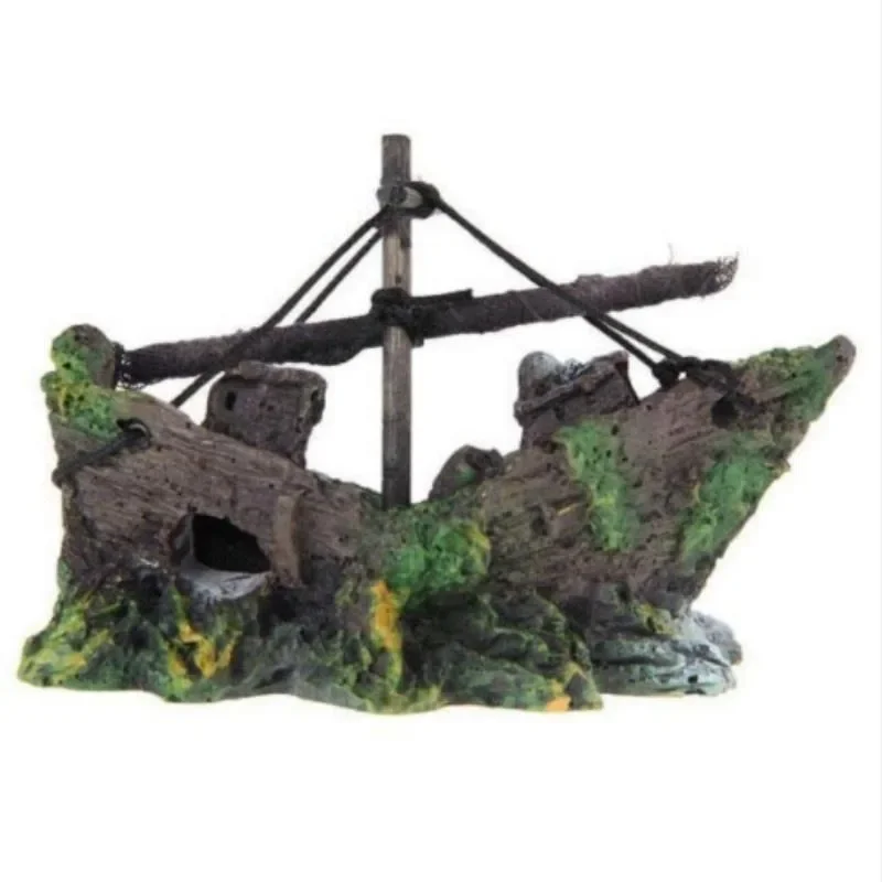 Aquarium Fish Tank Landscape Pirate Ship Wreck Ship Decor Resin Boat Ornament Aquarium Accessories Decoration