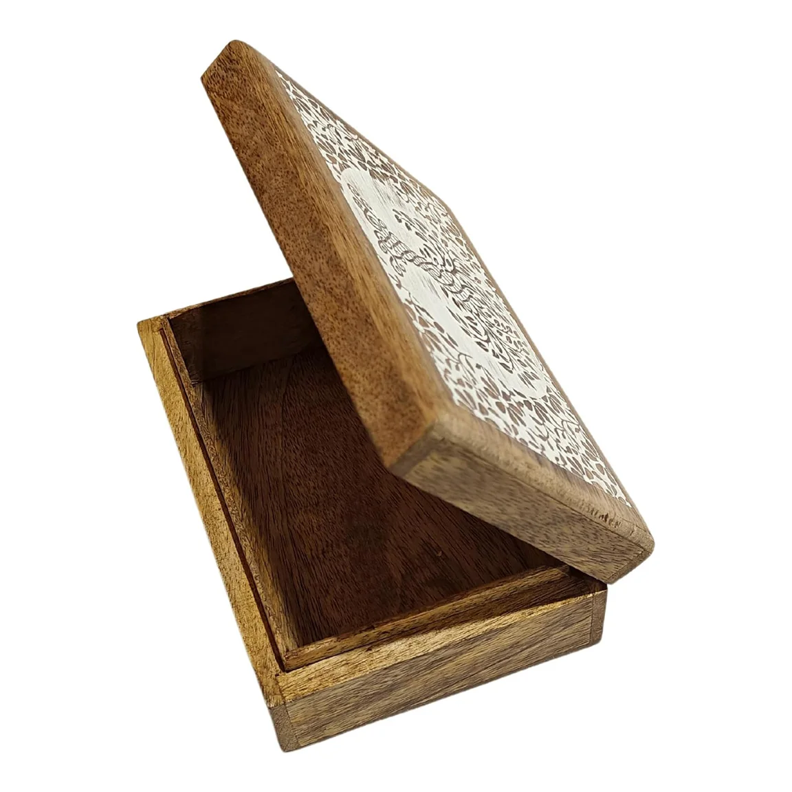 Top Selling Hand Carved Wooden Decorative Box Solid Mango Wood Box for Keepsake Storage, Multipurpose Use Direct Factory Supply