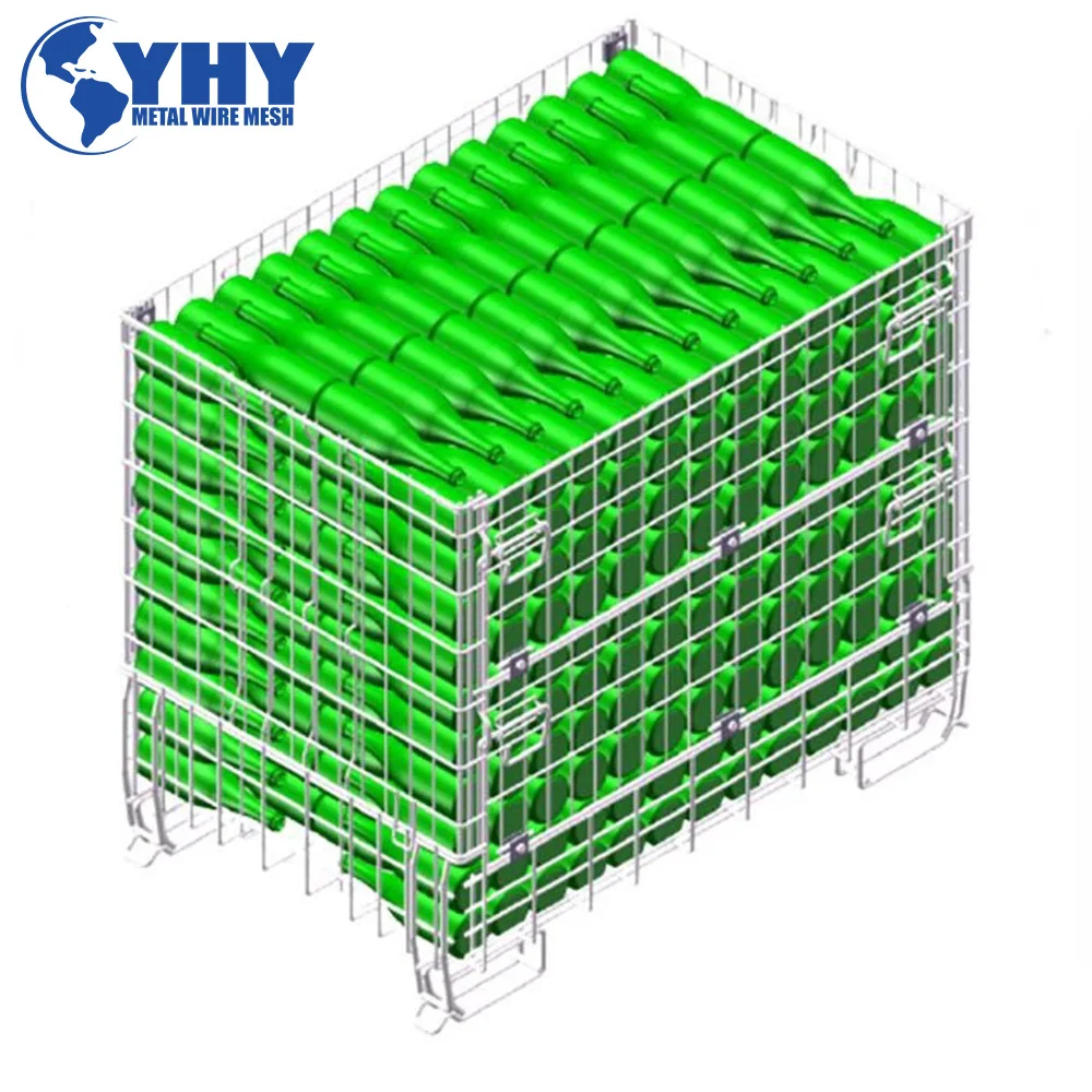 Stackable Wire Mesh Metal Pallet Folding Warehouse Lockable