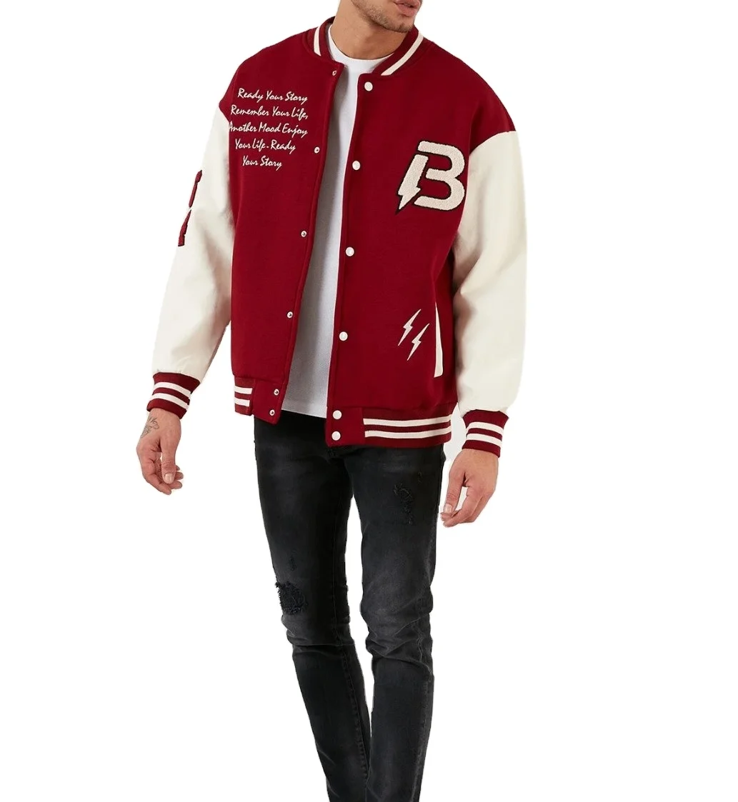 Letterman Unisex Varsity Jacket Luxury wholesale price Custom Chenille Embroidery Leather Baseball Letterman Varsity Jackets