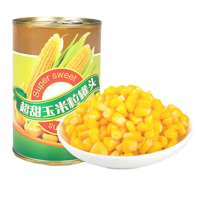 2022 Fresh new crop season China factory Canned Food vegetables sweet kernel corn with spoon cover