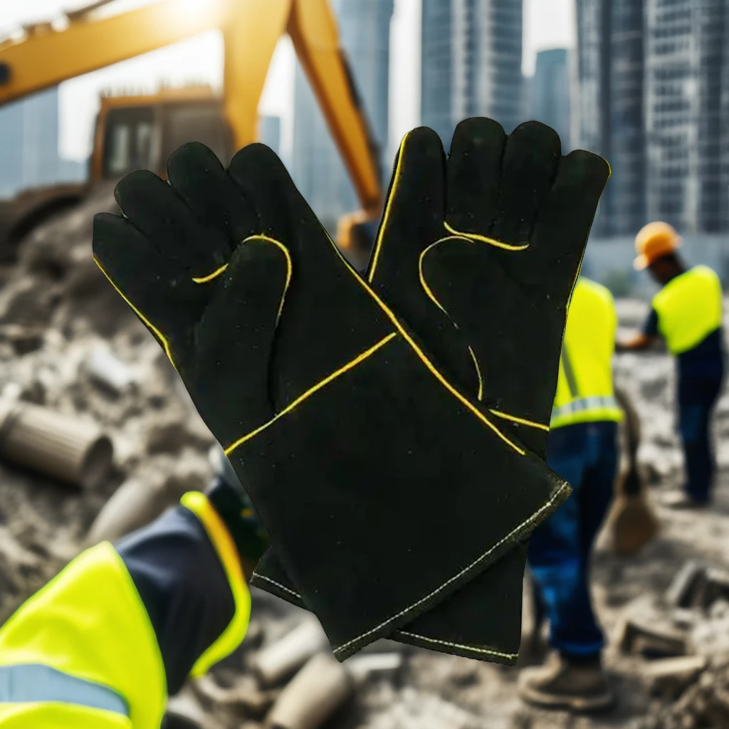 Cow Split Leather Welder Gloves Anti-Cut and Anti-Slip Fire-Resistant Hand Protection for Safe Welding Work
