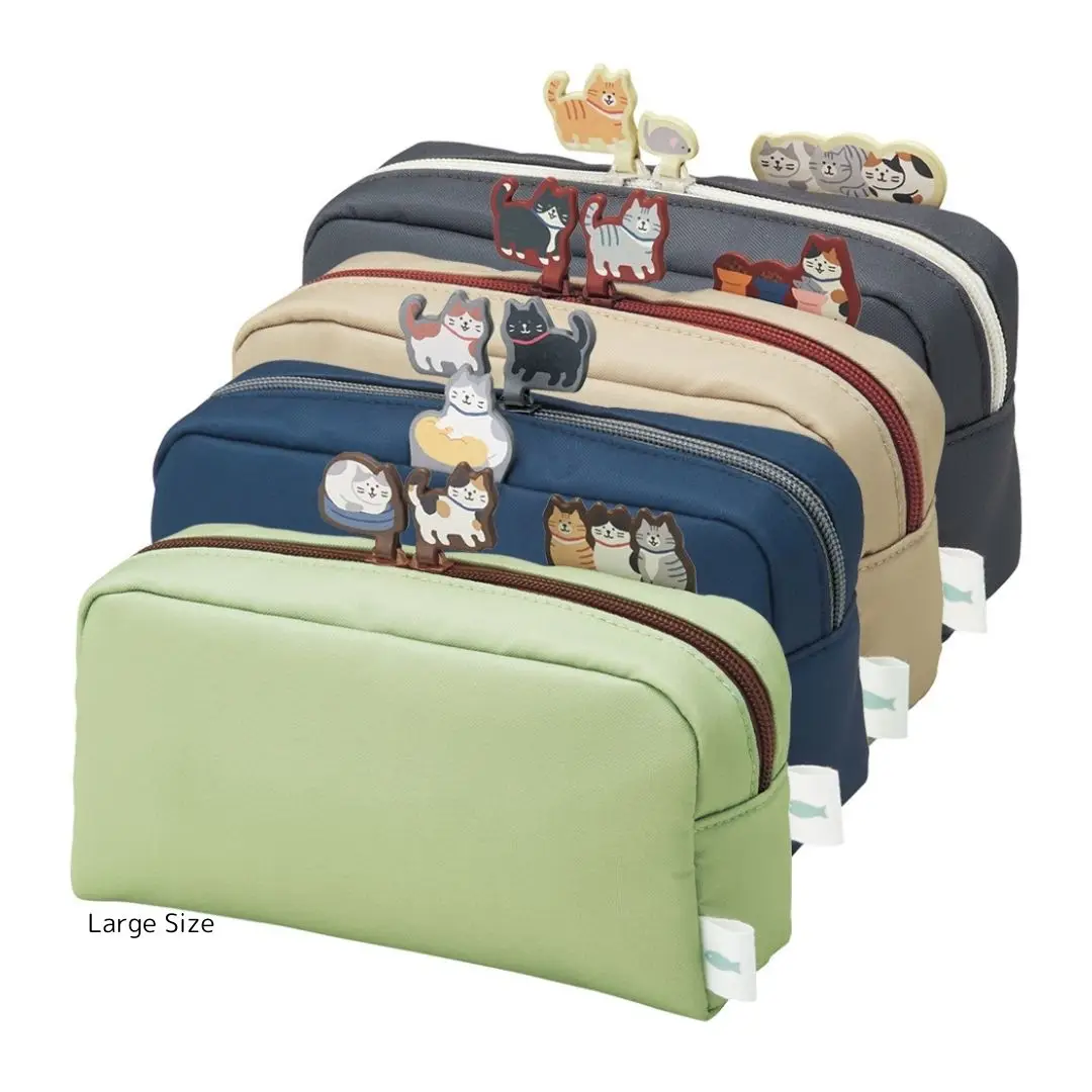 LIHITLAB Large Size Cute Cat Design Pencil Case Japanese Kawaii Cosmetic Pouch Inner Bag Organizer Gift for Cat Lovers Sold Bulk