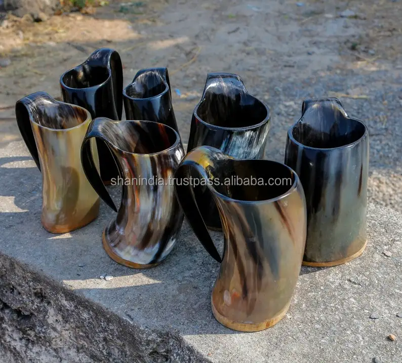 High quality hand finished natural Viking Drinking Horn mugs