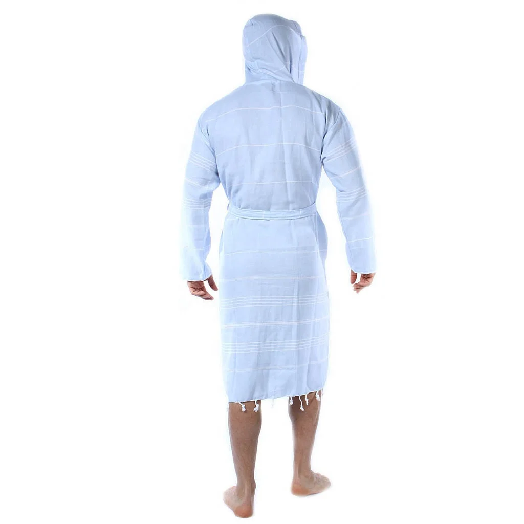 Pure Series Custom Logo Turkish Cotton Luxury Bathrobes for Women Men Lightweight Absorbent Hooded Hotel Robes with Tassels