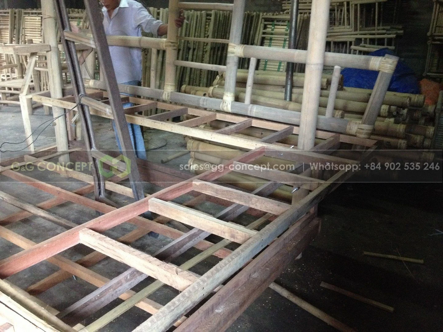 Round Bamboo Table With Wooden Legs In Natural Color Outdoor Decorative Bamboo Coffee Table Bamboo Table Size 60x60