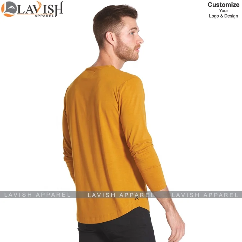 Casual Men T-shirt  Summer Fashion Long Sleeve O-neck Streetwear Top Tees solid custom color men T Shirts customized logo