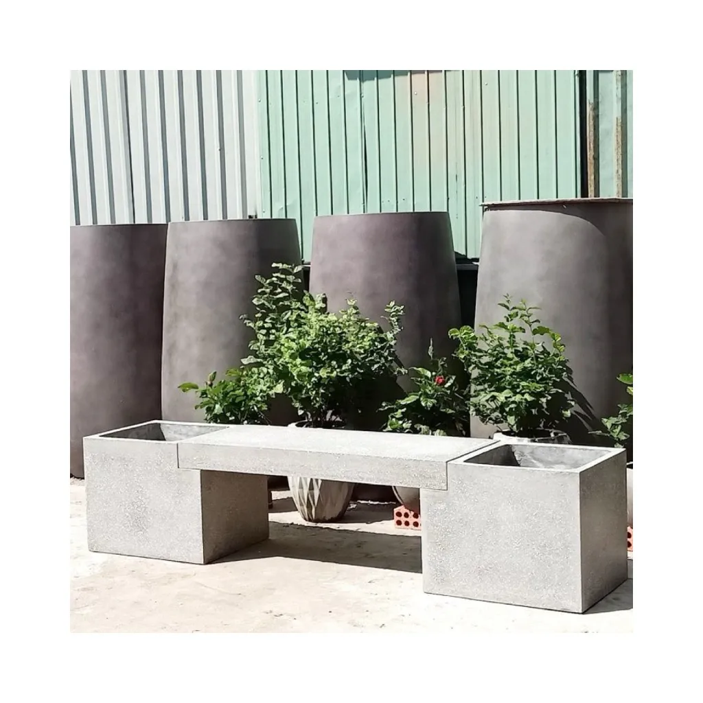 Современный дизайн FGRC бетонная садовая скамейка с горшками новая открытая скамья для патио парка и сада Заводская