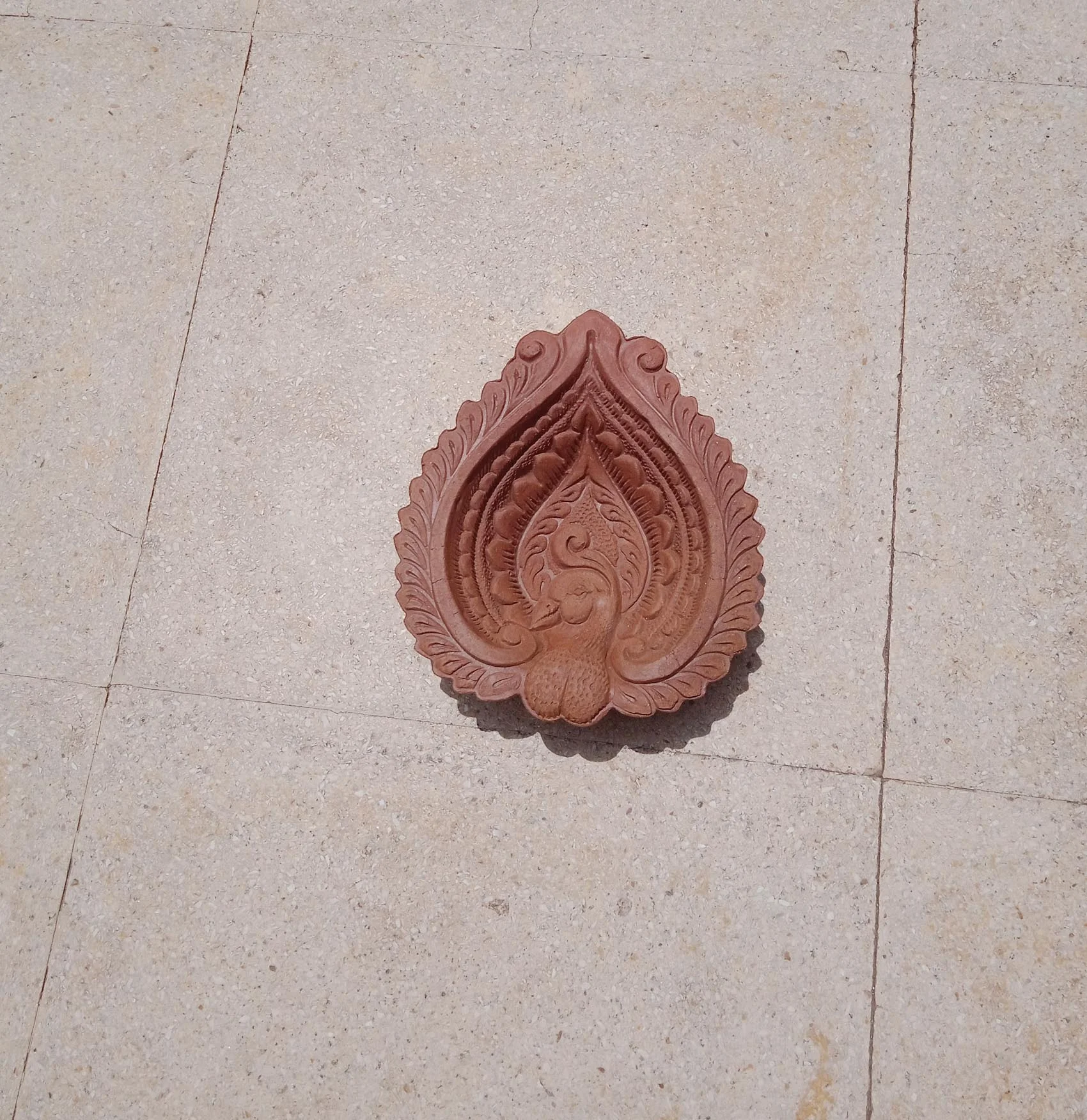 Natural clay terracotta Handmade peacock designed red clay diwali diyas oil lamps for diwali festival and rituals