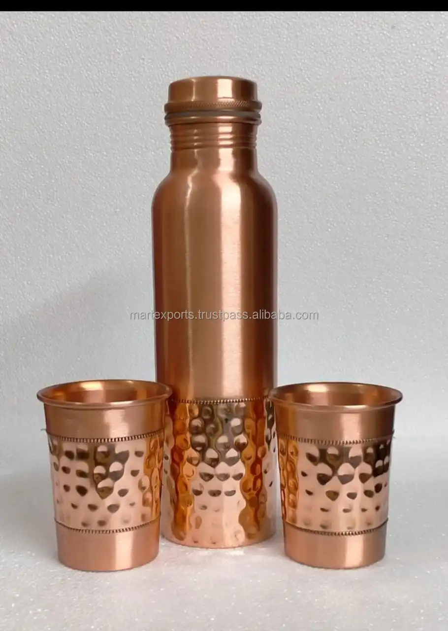 High Quality Pure Copper Water Bottle available in Different Styles with Premium Packaging