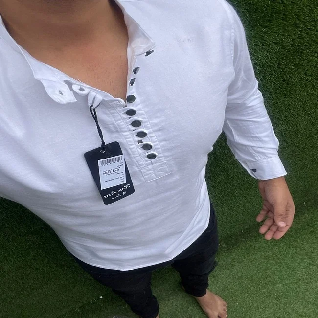 2021 Custom Made Designer Short kurta full sleeves for Men Elegant Collar Turkey Jubah indian men cotton kurta shirt