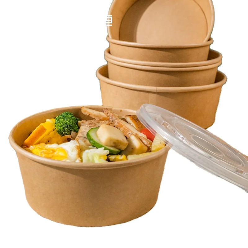ZIHENG одноразовые коричневые бумажные тарелки и миски для салата на вынос