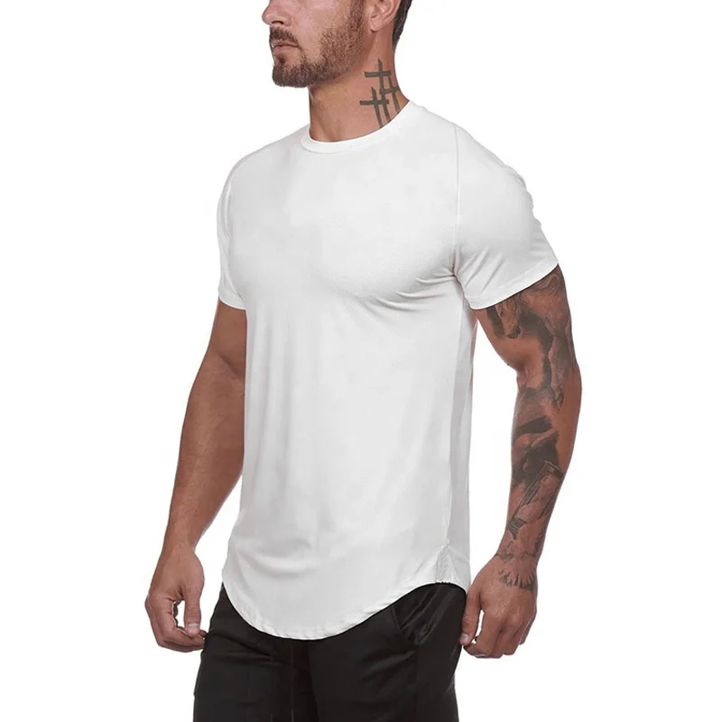 Cheap Custom White Camo Muscle Fit Gym T Shirt Oversize Bodybuilding Short Sleeve T Shirt Blank Sport Gym Slim Fit Men T shirt