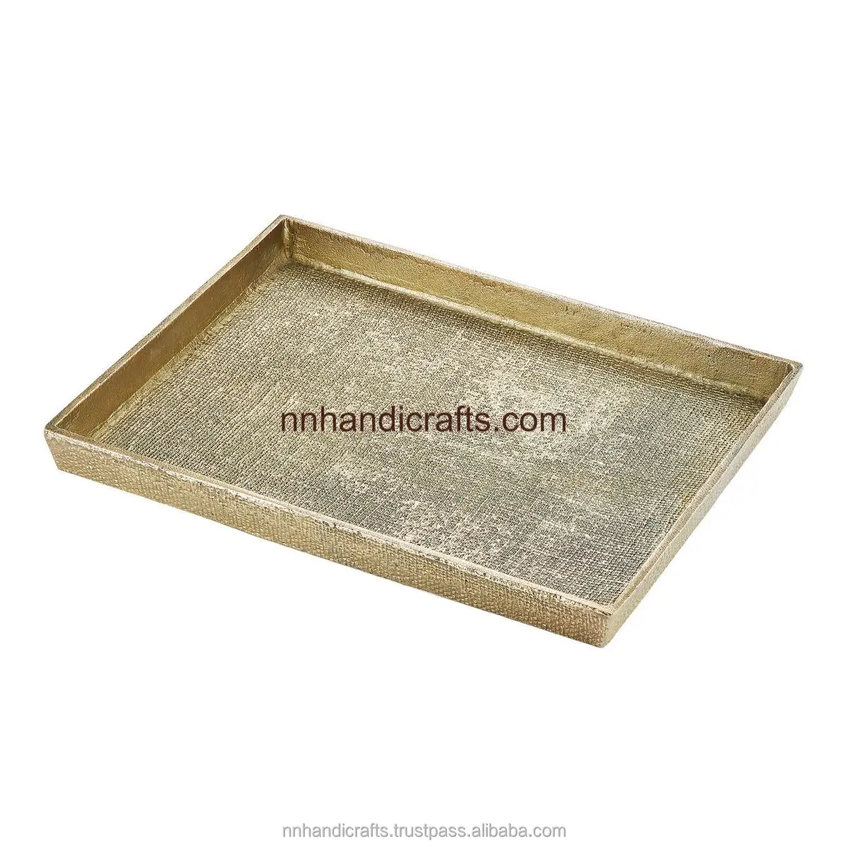 Antique Modern Classical Design Metal Serving Tray Round Golden Serving Tray With Mirror Base For Home Hotel Serve Ware Table