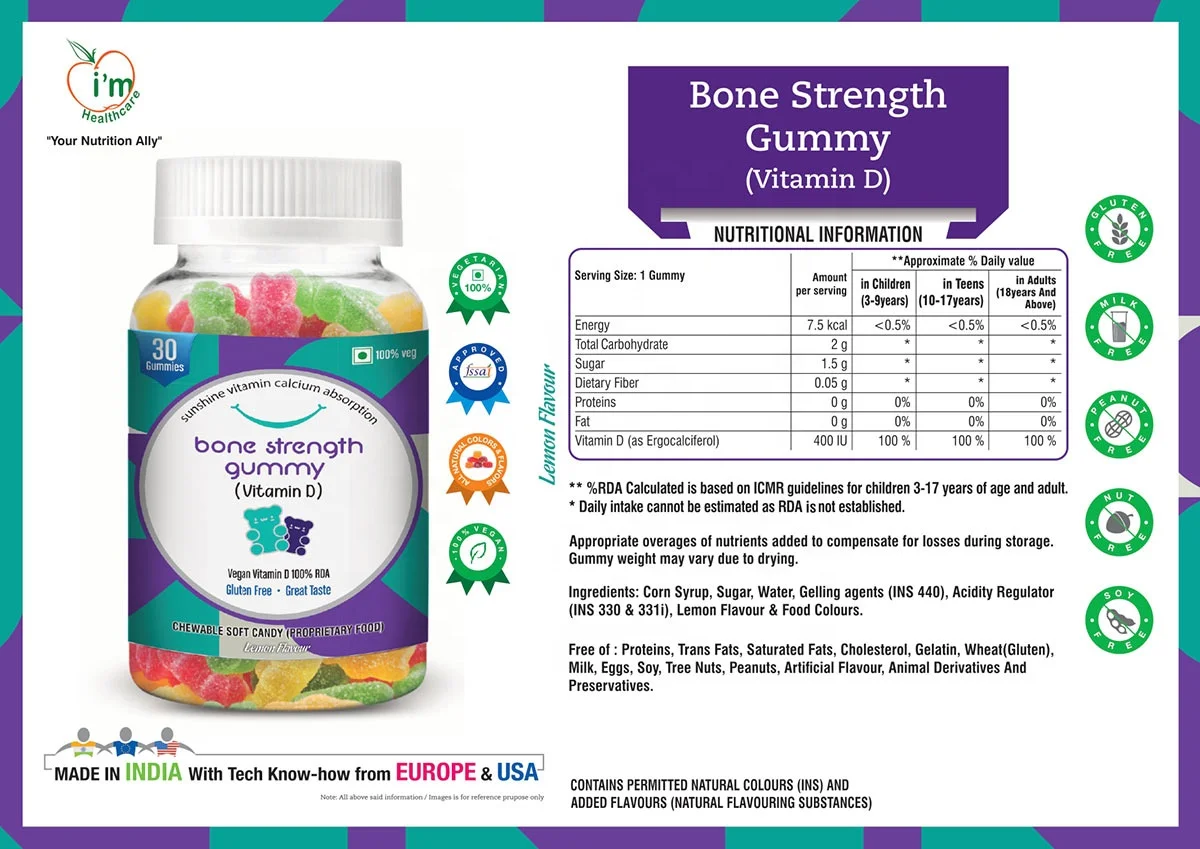 
Vitamin b supplements bone strength gummy bear vitamin candies private label oem odm 