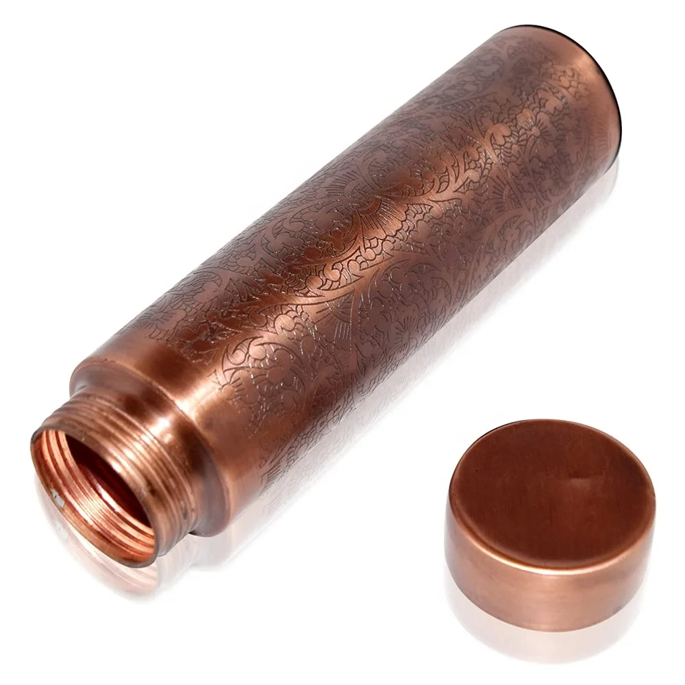 Antique Copper Bottle Flower Printed Design  Healthy Copper Bottle With Stylish & Healthy Water Drinking Hot Arrival