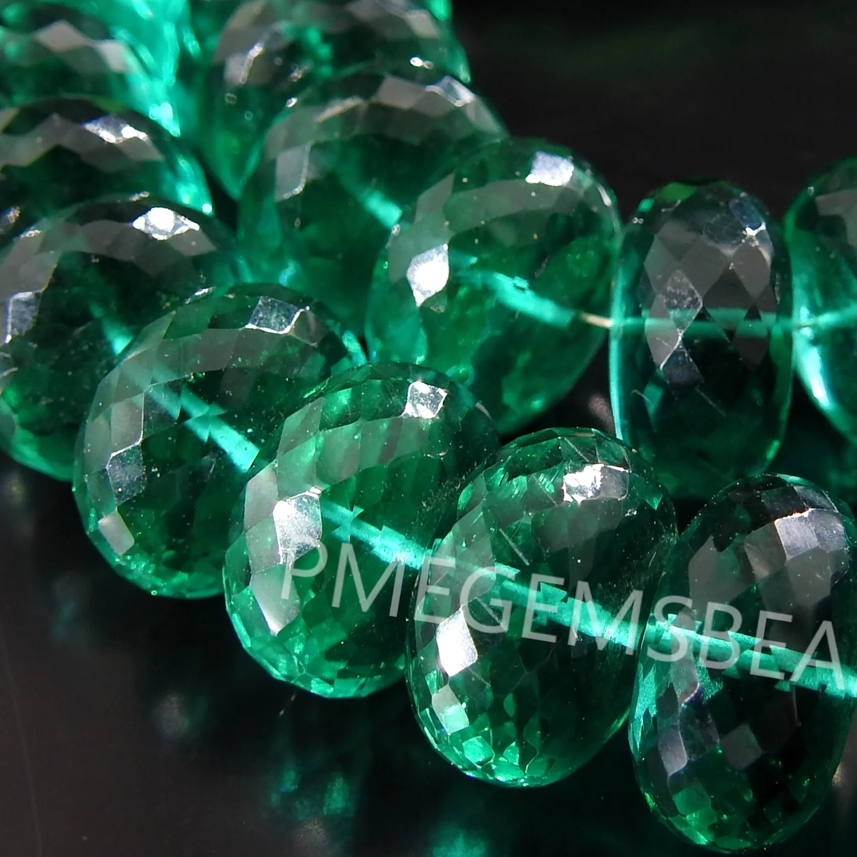 Emerald Green Quartz Faceted Roundel Bead,Hydro,Glass,Loose Stone,Handmade,For Making Jewelry,Beaded Bracelets,10Piece 14MM
