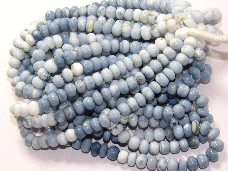 Natural blue opal plain roundel shape loose gemstone beads for making jewelry wholesale price per gram