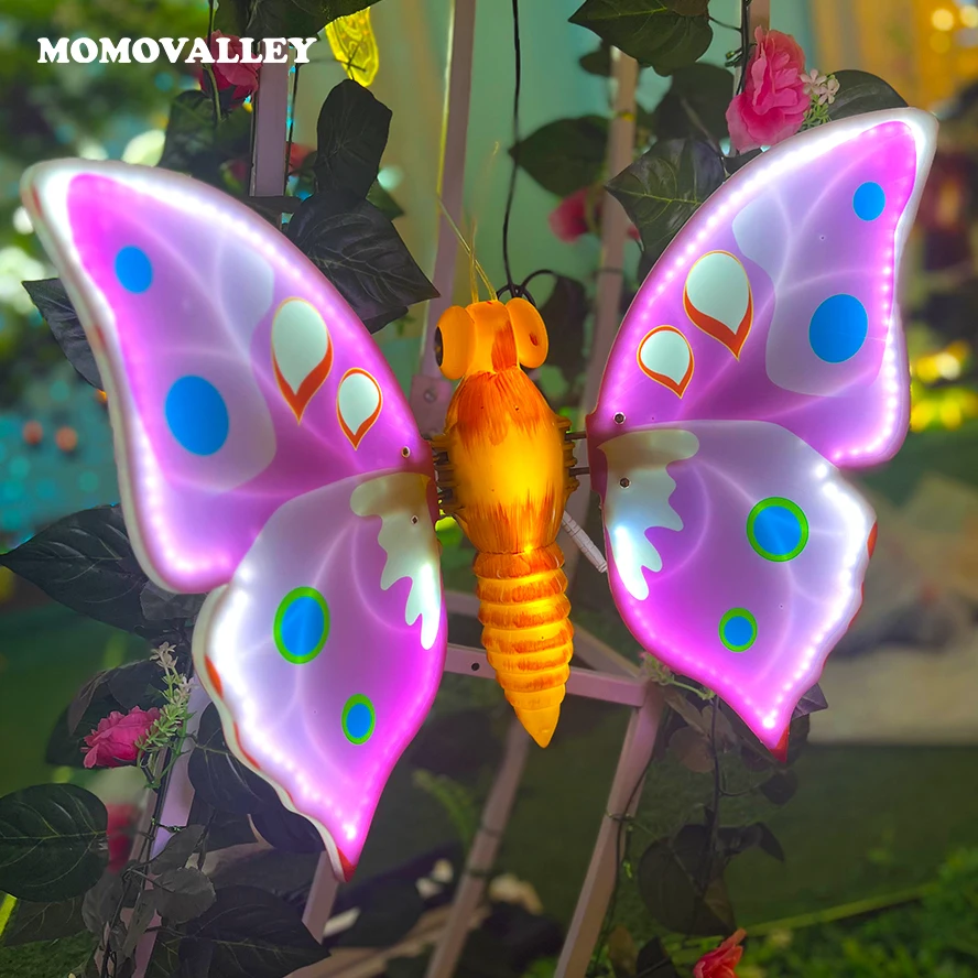 Поставщик Momovalley 47 см движущиеся крылья с подсветкой роскошная гигантская бабочка светодиодная подставка люстра свадебное уличное украшение сада