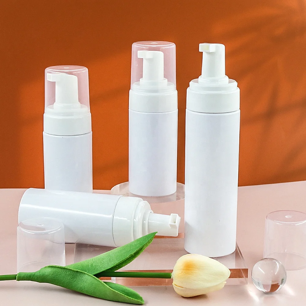 Empty 250ml 150ml 200ml Plastic Foam Pump Bottle PET facial cleanser foaming bottle with golden/silver foam pump