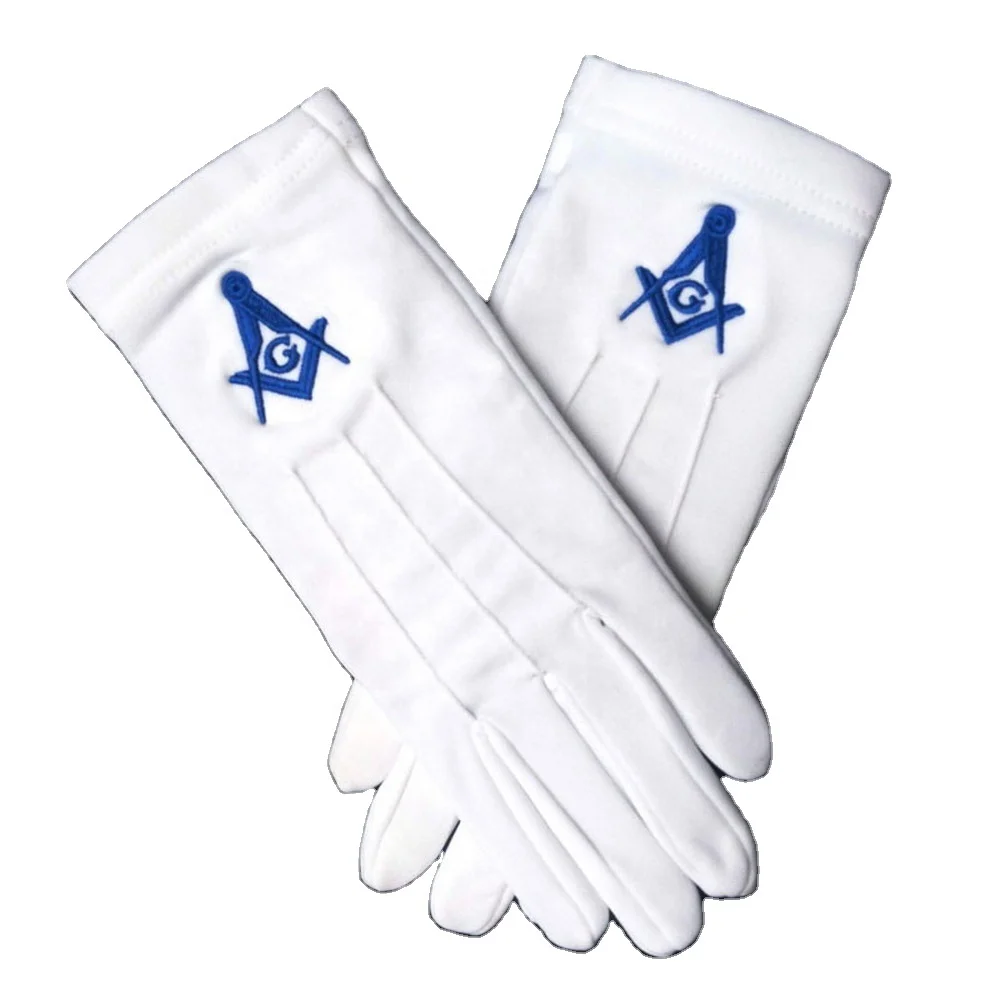 Custom logo Wholesales 100% Cheap Masonic White Cotton Gloves