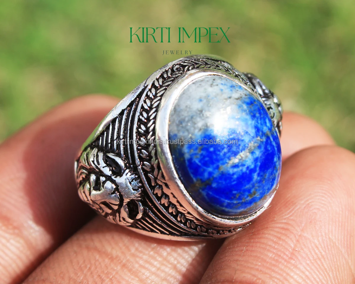 2022 новый дизайн модное готическое кольцо с драгоценным камнем турецкое мужское натуральным лазуритом