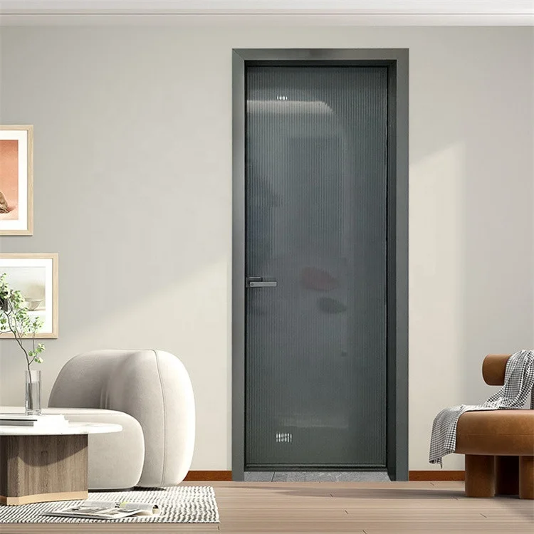 In Room Door Divider Single Swing French Style Bedroom Security Door Aluminum Alloy Interior Doors For Houses