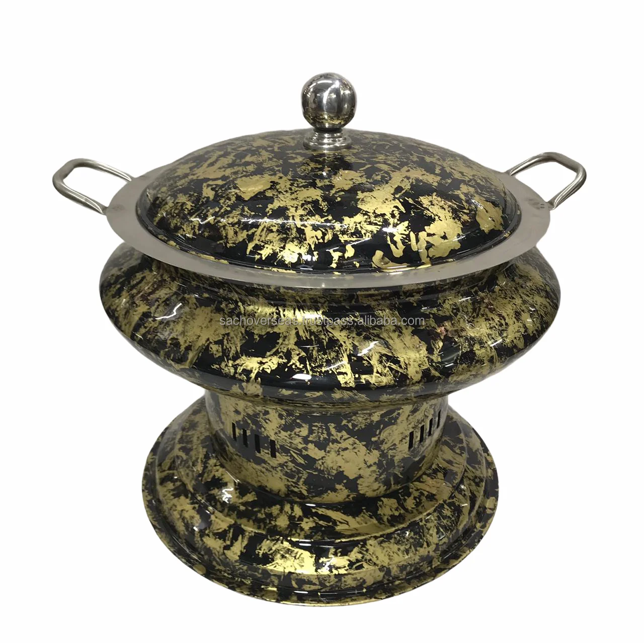 Commercial Catering Equipment Pure Stainless Steel Chafing Dish Buffet Food Warmer, See Through Glass Lid Chafing Dish