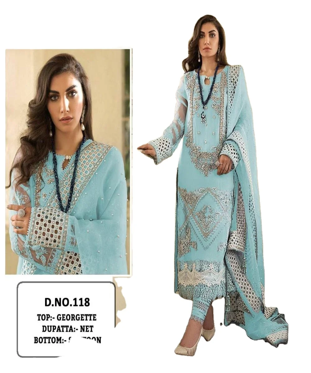blue salwar kameez  Indian Pakistani ethnic ladies Punjabi Patiala stitching available wholesale suit 3 piece Indian