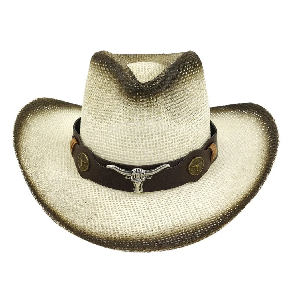 Cowboy Hat with 3 Skulls - Handmade with 100% Cowhide Leather - New with Tags Custom New Fashion Design Cowboy Hat