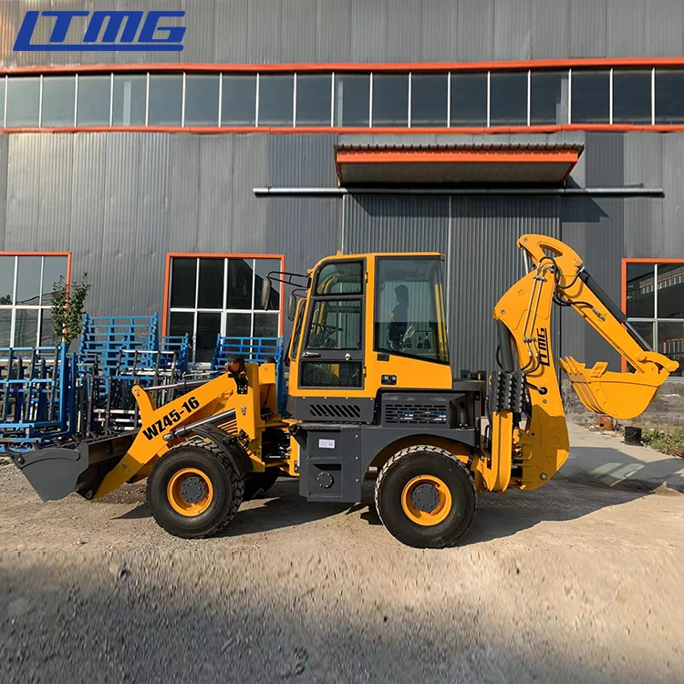 LTMG small articulated back hoe loader 1.6 ton 2.5 ton mini backhoe loader excavator with luxury ROPS cabin