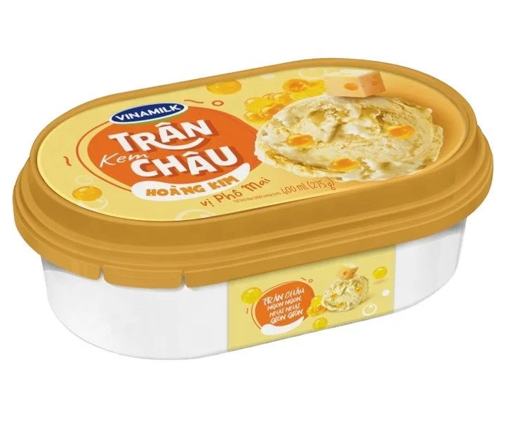 Vinamilk Brand - NEW GOLDEN Bubble with Cheese Ice CREAM - Packing 400ml X 4 Boxes Per Carton HACCP Halal BRC ISO 21.2 % Brix