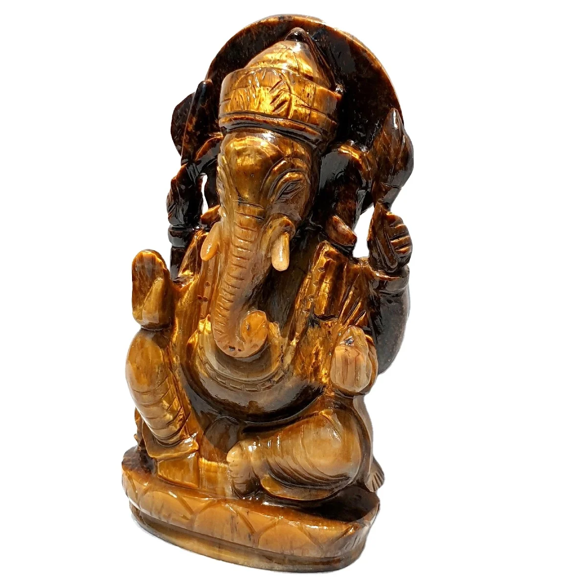 Handcrafted Ganesha Statue Figurine Must Buy Tiger Eye Made in India Piedras Naturales Crystal Healing Stone Quartz Chakra Style