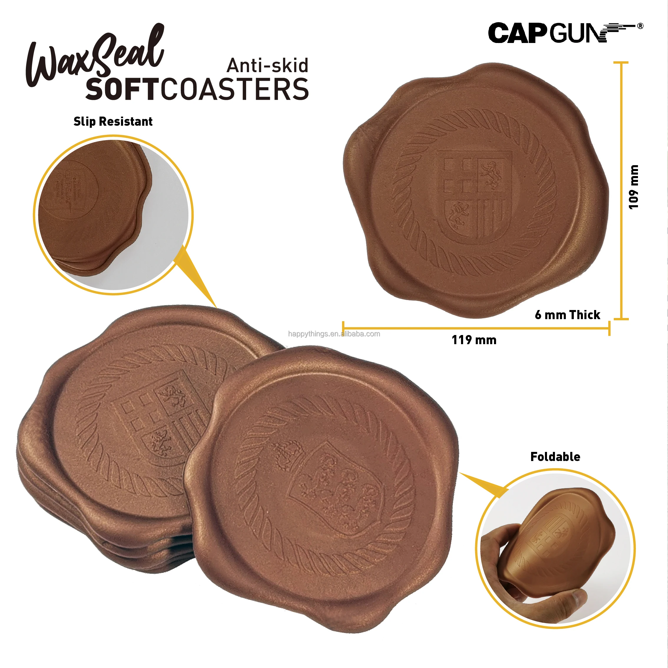 Low MOQ Kitchen gadget Classic Wax Seal Rubber Beer Tea Drinking Cup Coaster