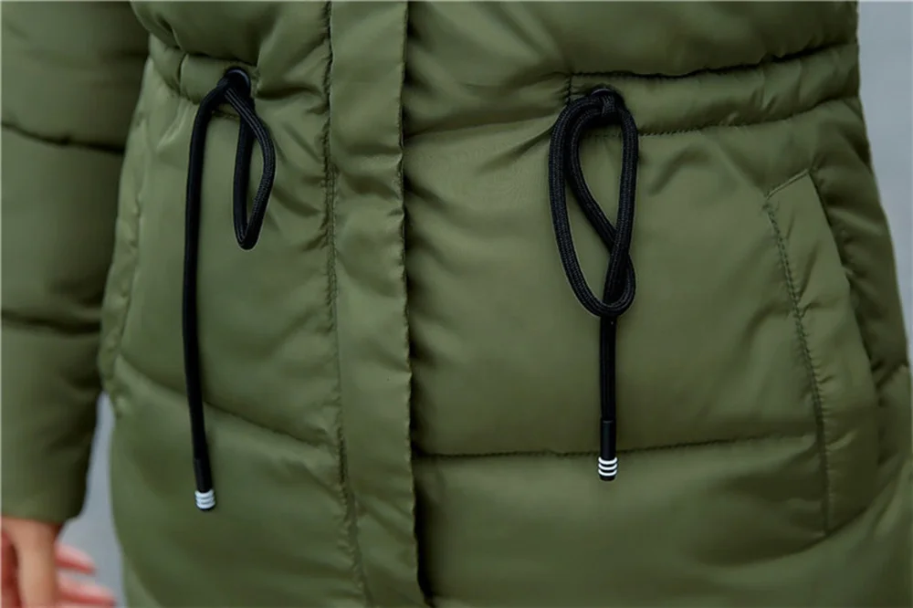 2023 New Arrivals Long Style Winter Warm Fur Collar Hood Down Cotton Parka Jacket Coat For Women And Ladies