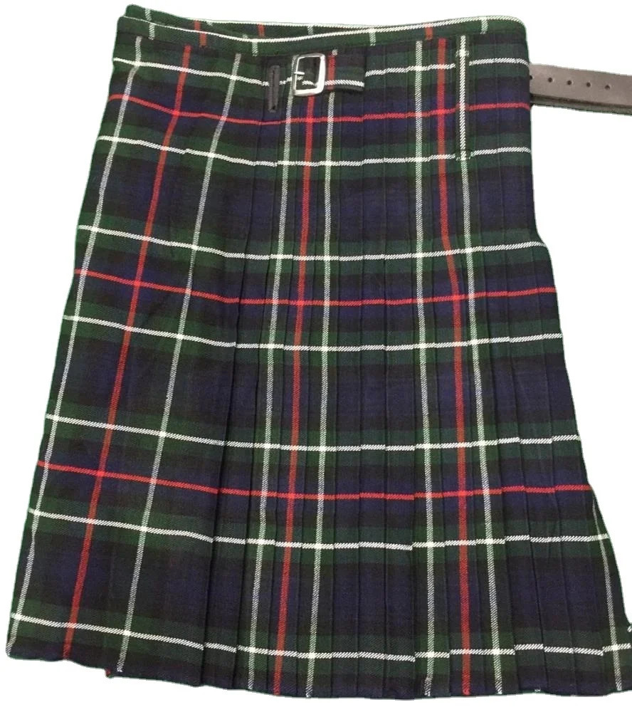 Official Modern MacKenzie Tartan Kilts Pipe Band Uniform Hand Made Tartan Wool Cloth Pin Leather Belt With Buckle Brass Kilt