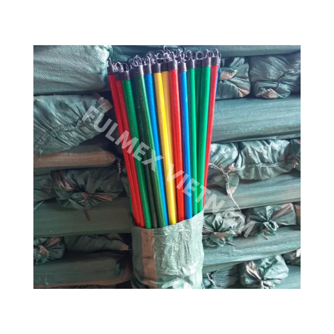 Color PVC coated broom handle wooden mop stick Eucalyptus wood broom and dustpan palm broom stick escoba esponja de limpieza