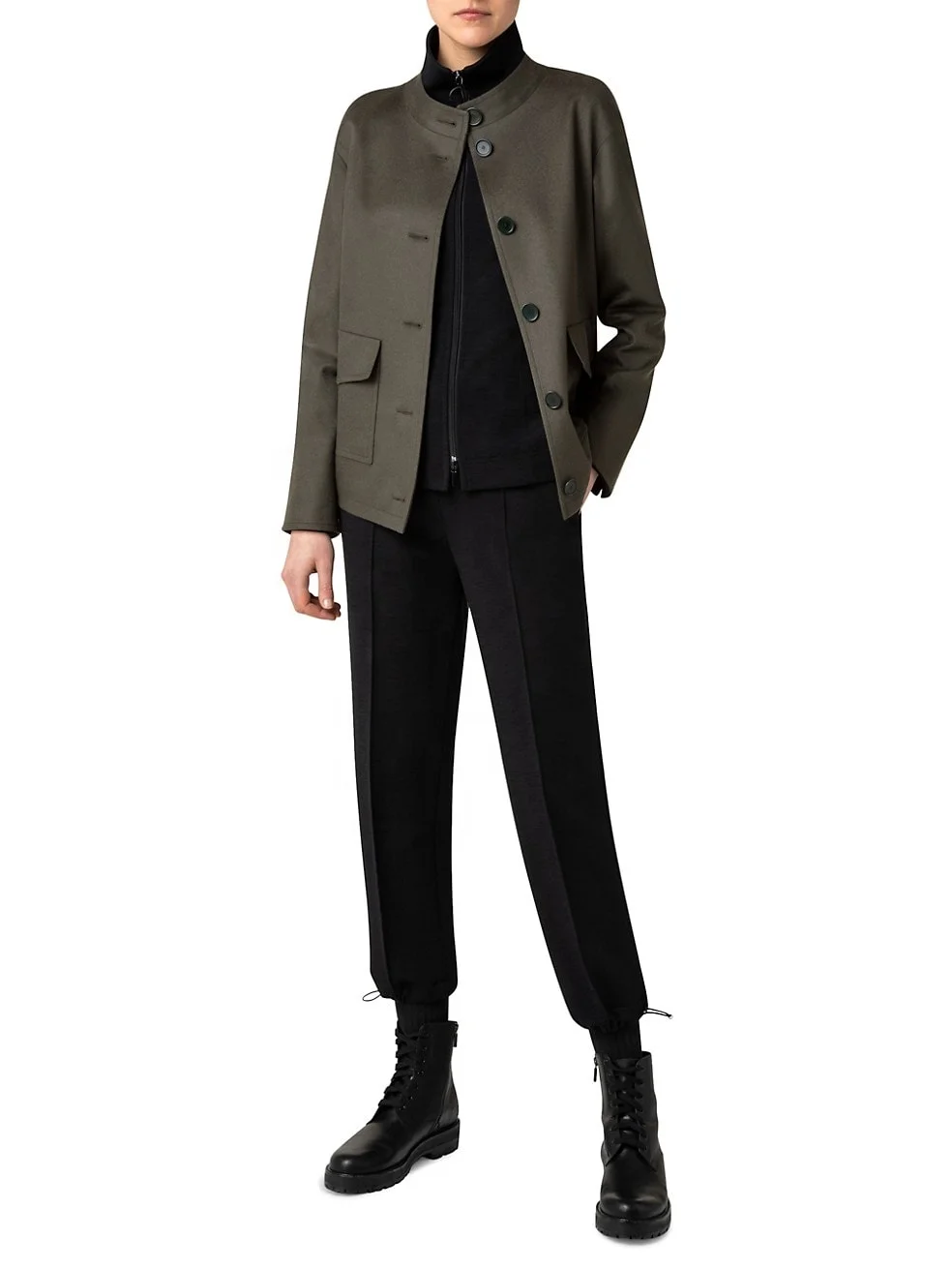  Женская куртка из шерсти и кашемира на заказ большого размера с укороченным силуэтом