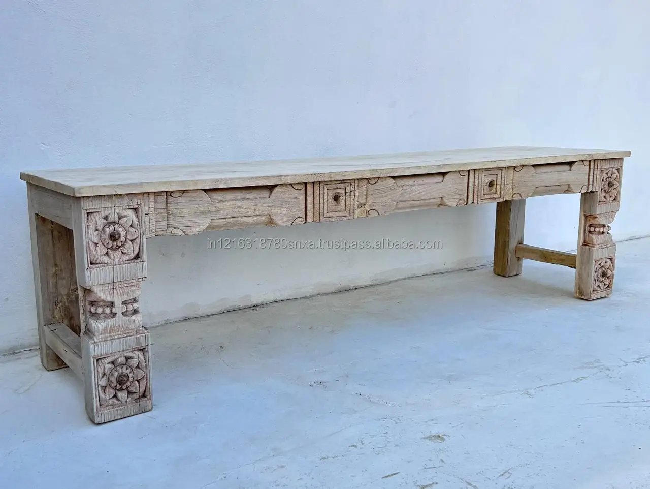 Wholesale Antique Vintage Reclaimed Wood Handmade Carved Bench Indian Style Patio Benches Best Quality Bleach Old Wooden Bench