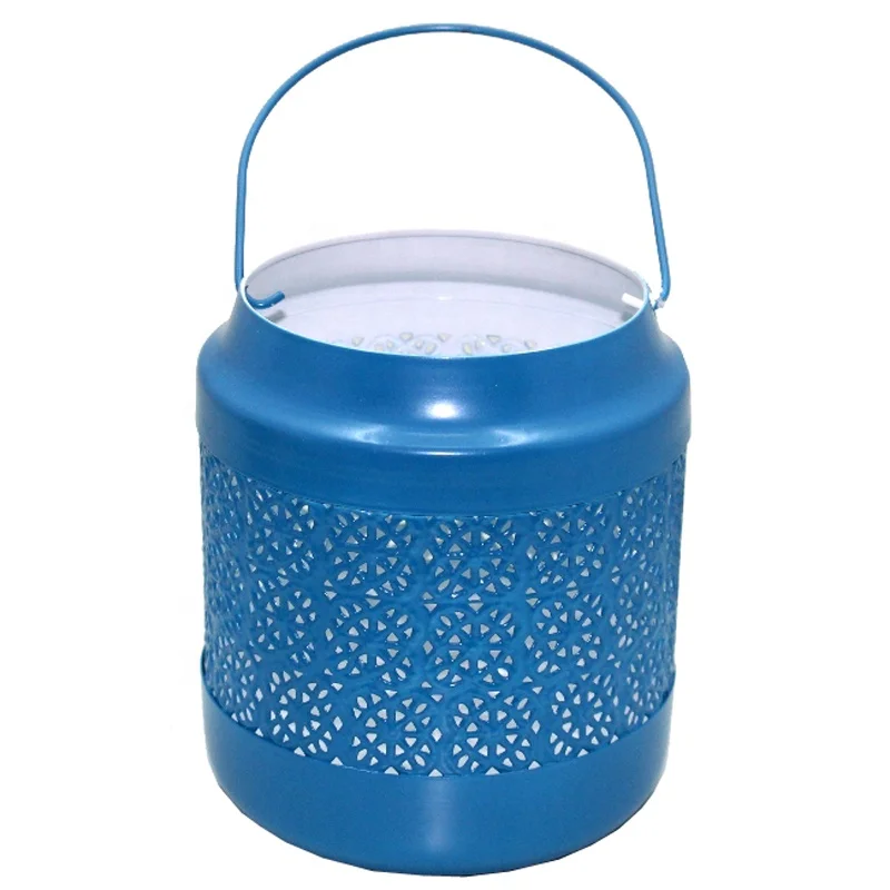 Home Decoration Luxury Designer Decorative Iron Attractive Lantern Blue Color Finishing Classic Design Candle Holder Handmade