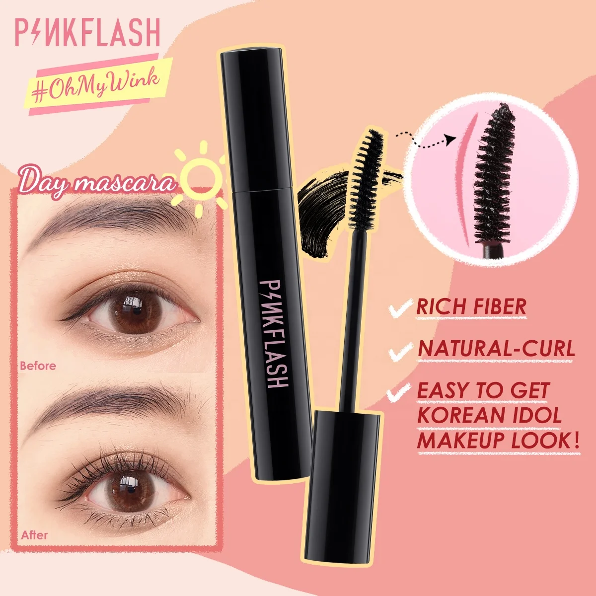 PINKFLASH PF-E08 Wholesale Cheap Makeup Mascara Waterproof Extra Volume Eyelash