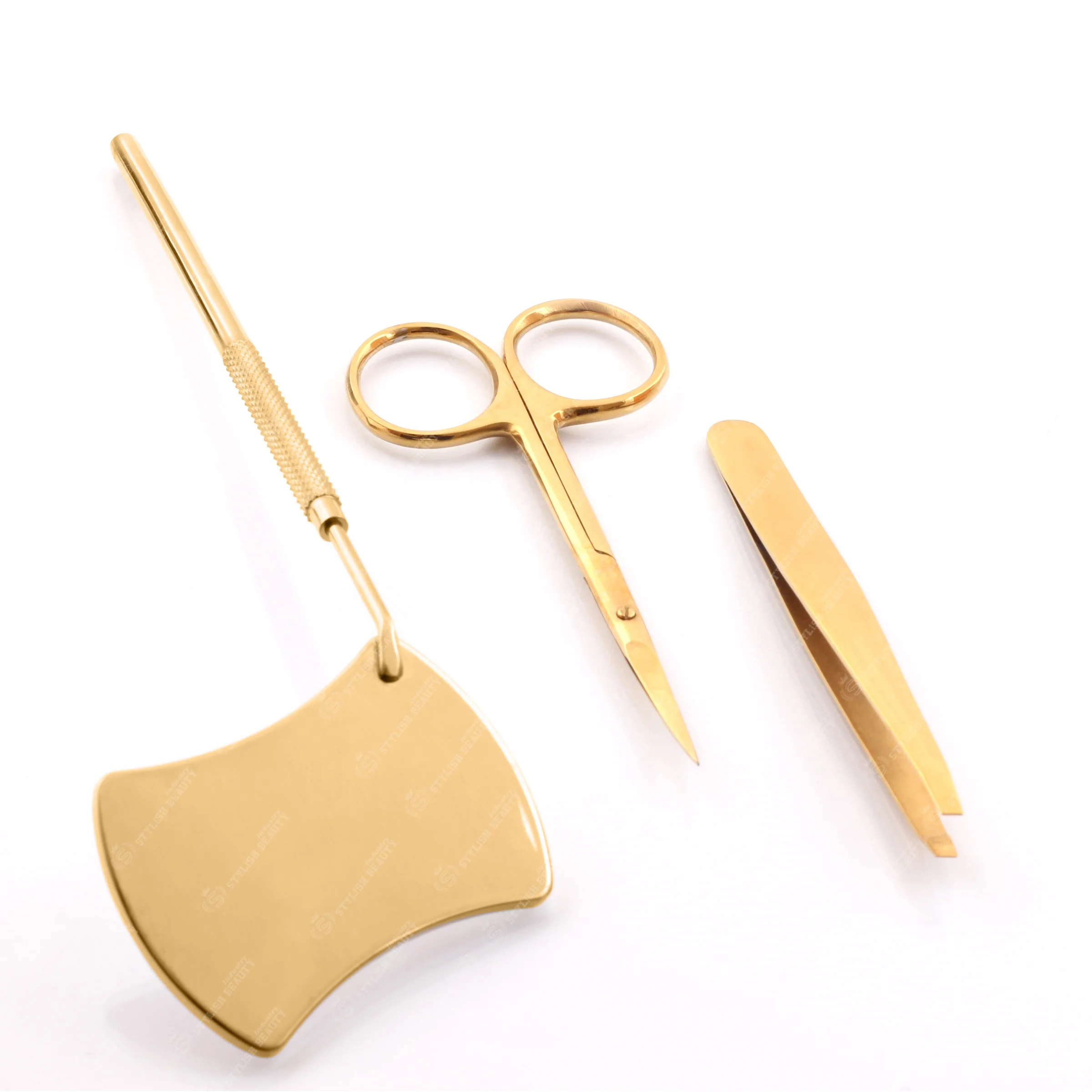 1 scissors 1 tweezers 1 mirror Sharp cutting edges offer hassle free trimming or cutting experience without pulling the hair