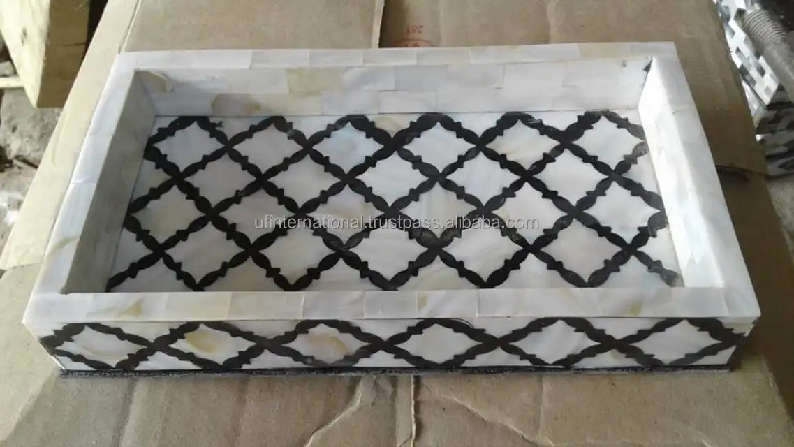  Высокая сервировочная поднос с перламутровой инкрустацией для использования в офисе ресторане отеле и дома
