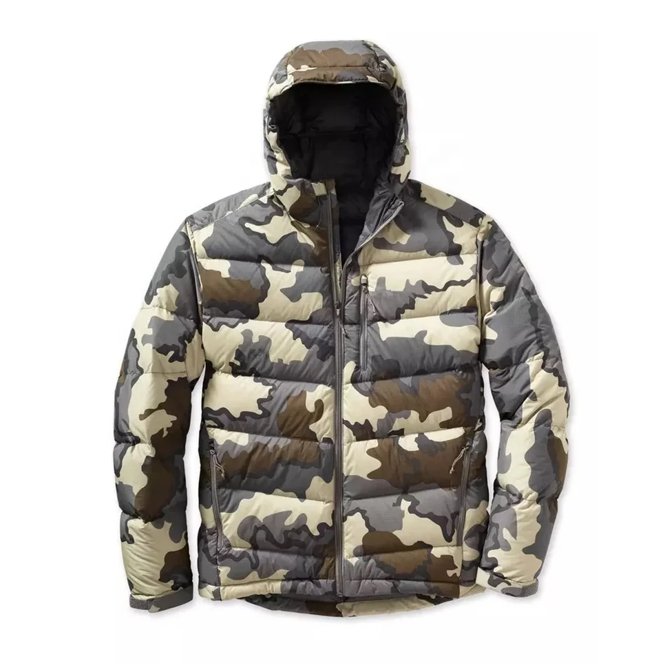 Outdoor Custom Made Design High Quality Jungle Hunting Puffy Jacket Promotional Wild Animal Hunting Down Jacket