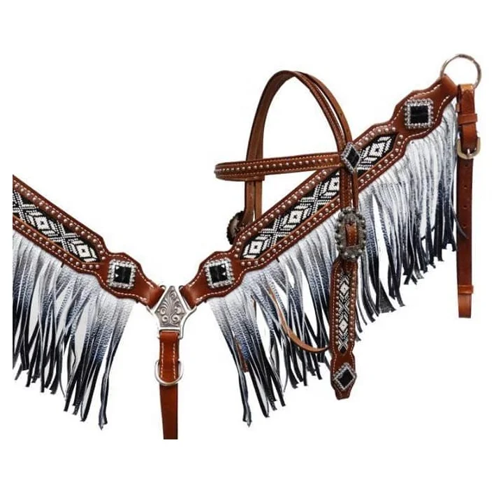 Best Prices 100% Real Genuine Argentina Cow Leather Made Western Horse Headstall Breast Collar Set For Sale