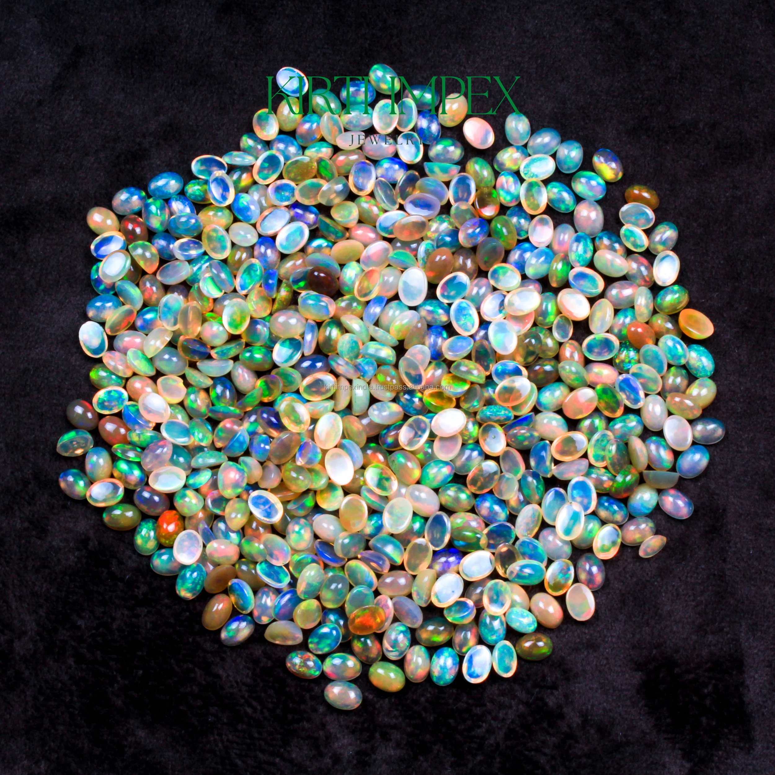 Opal High Quality Stock Ethiopian Opal Calibrated Size Loose Cabochons Rich Fire Polished 7x5 MM Opal Cabs