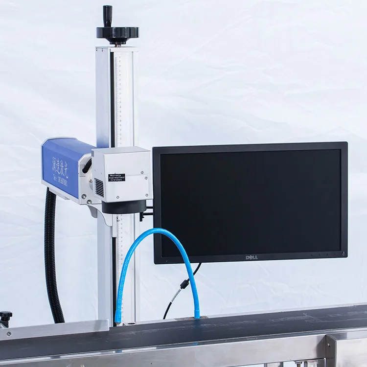 fiber laser marking machine for PVC plastic pipe and PE cable 20W 30W 50W flying fiber laser marking machine