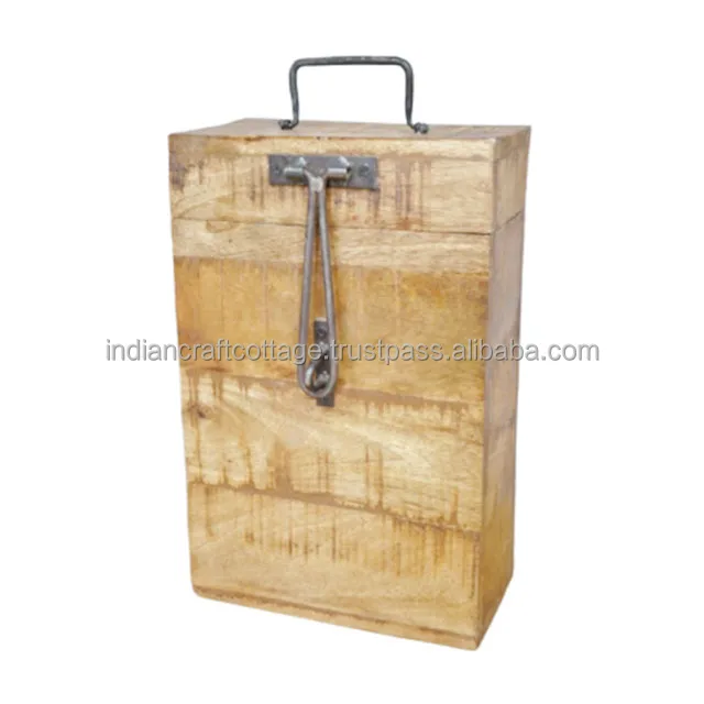 Wooden antique wine Bottle Box / Mango Wood wine Bottle Box / Old Wooden Box for wine Bottle Packing