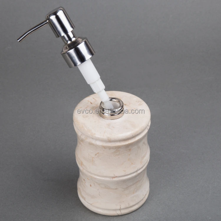 Panda Collection Natural Champagne Marble Lotion Dispenser with Stainless Steel Air Pump